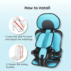 Child Car Seat Cushion with Breathable Mesh and Five-Point Harness, Washable Cover Zanny Home