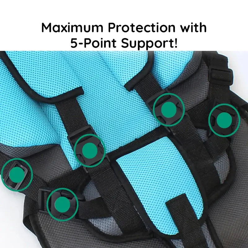 Child Car Seat Cushion with Breathable Mesh and Five-Point Harness, Washable Cover Zanny Home