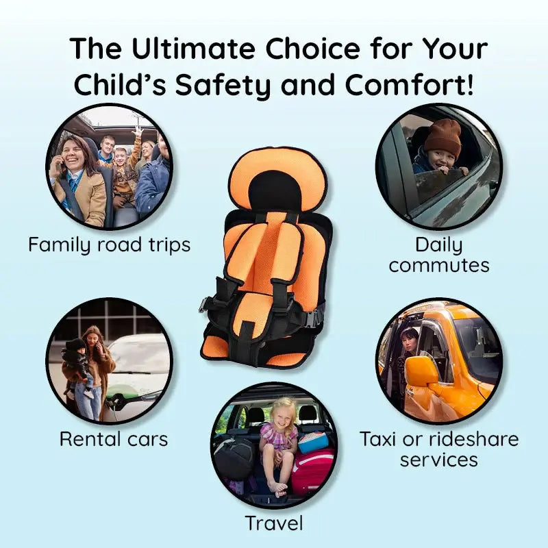 Child Car Seat Cushion with Breathable Mesh and Five-Point Harness, Washable Cover Zanny Home