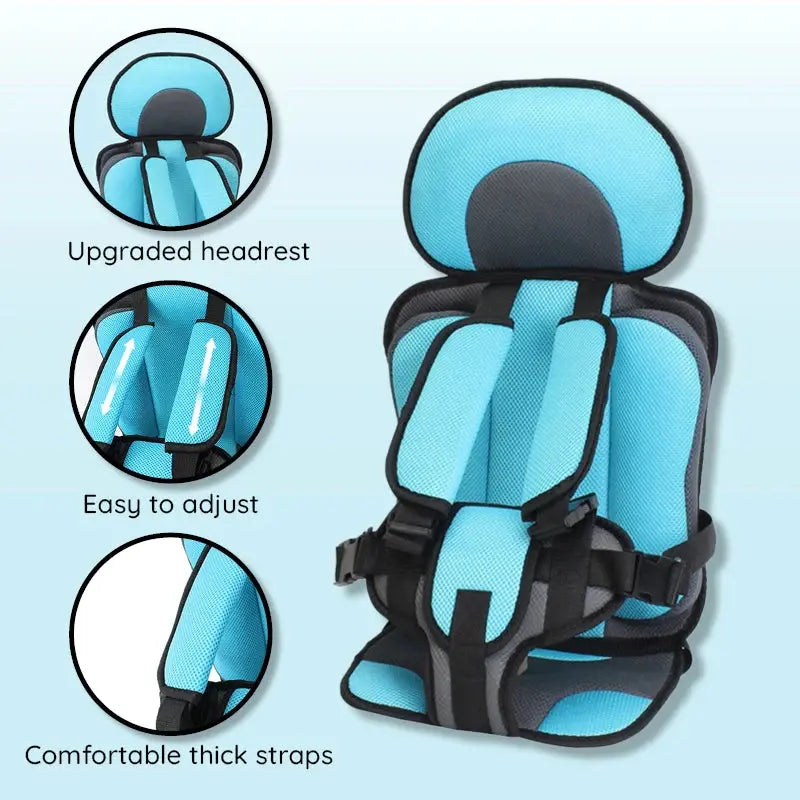 Child Car Seat Cushion with Breathable Mesh and Five-Point Harness, Washable Cover Zanny Home