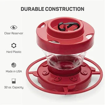 Hummingbird Feeder with 8 Feeding Ports and Integrated Perches, 16oz Clear Reservoir Zanny Home