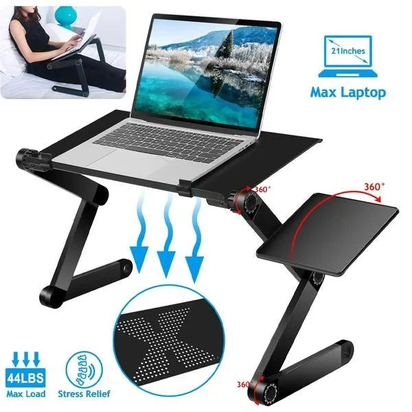 Adjustable Laptop Stand with Ventilated Alloy Platform and Detachable Mouse Pad, for 7-21in Zanny Home