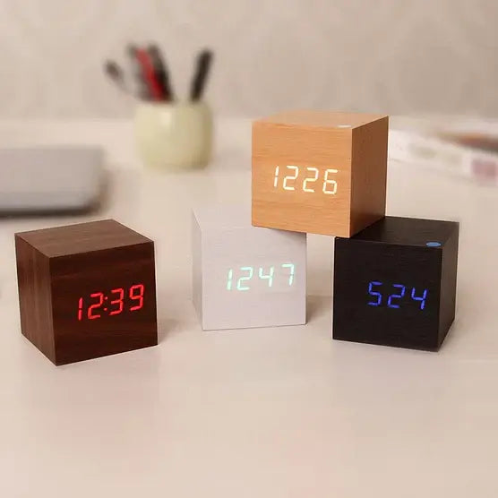 Wooden Digital Clock with Hidden LED Display and Adjustable Brightness, USB Power Zanny Home