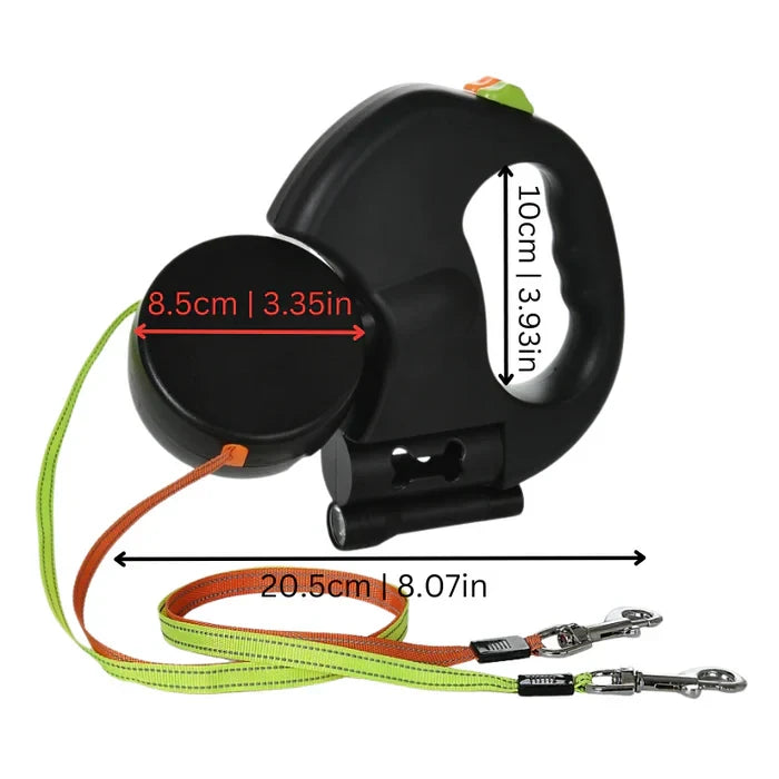 Dual Retractable Dog Leash with LED Light and 360° Swivel, 9.8ft Per Lead Zanny Home