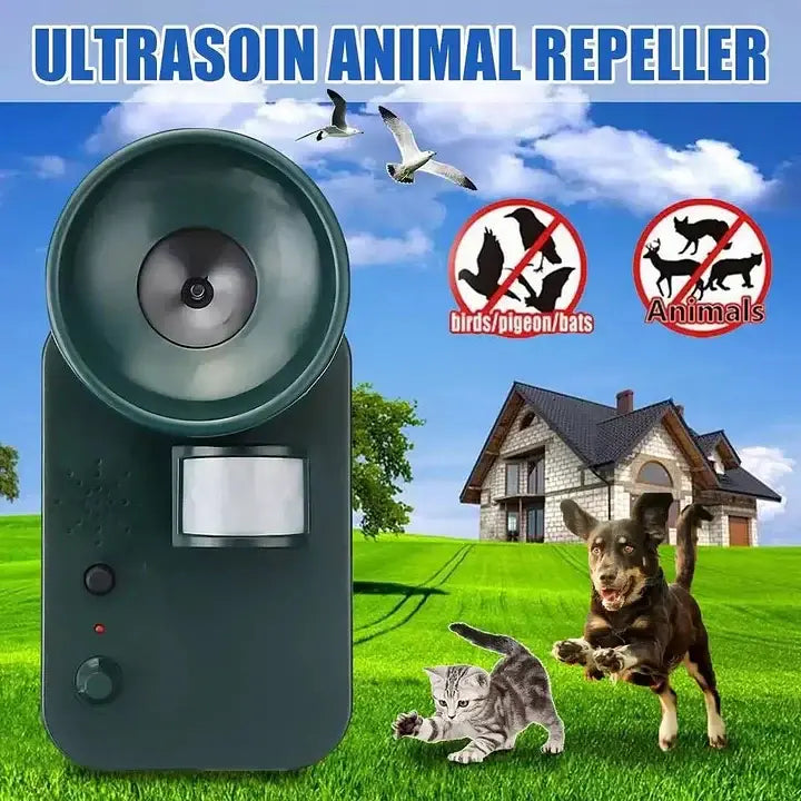Ultrasonic Animal Repeller with Motion Sensor and Adjustable Frequency, Battery Operated Zanny Home