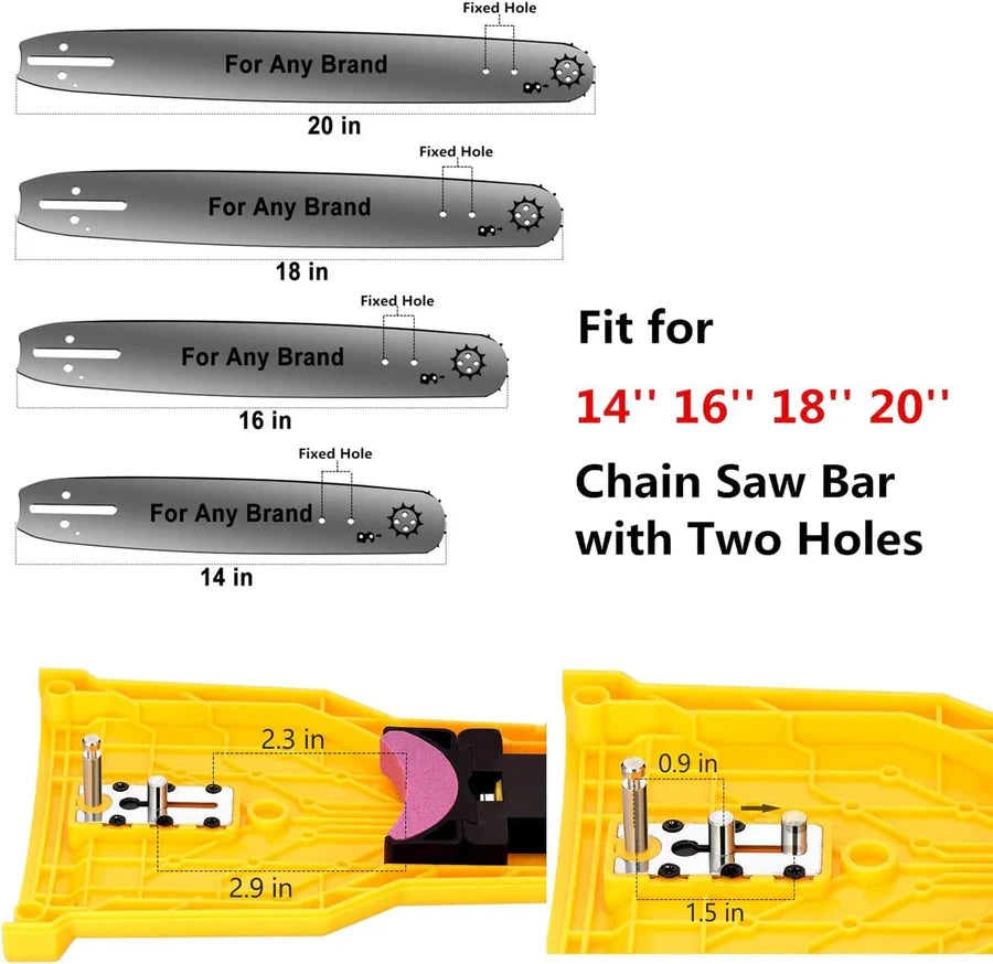 Chainsaw Sharpener with Guided Jig and Fast Press Sharpening for 14-20in Two-Hole Bars Zanny Home