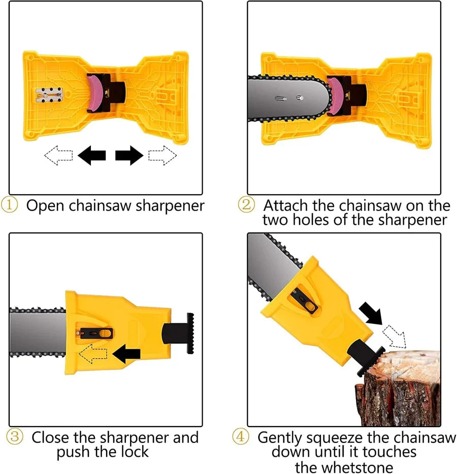 Chainsaw Sharpener with Guided Jig and Fast Press Sharpening for 14-20in Two-Hole Bars Zanny Home