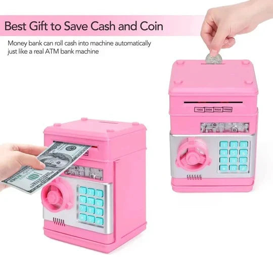 Electronic Piggy Bank with Motorized Bill Intake and Dual-Lock Security, Voice Prompts Zanny Home