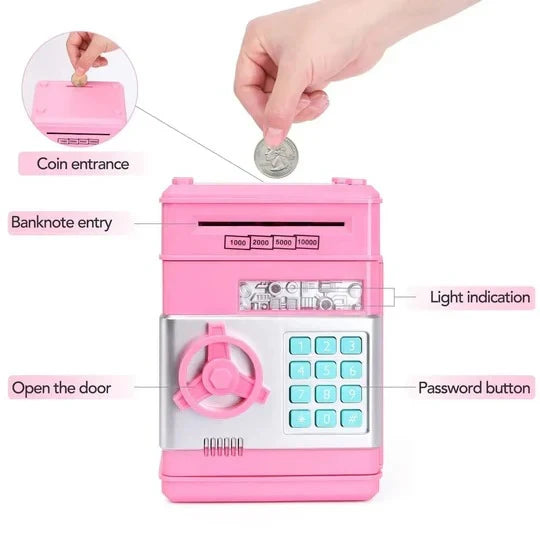 Electronic Piggy Bank with Motorized Bill Intake and Dual-Lock Security, Voice Prompts Zanny Home