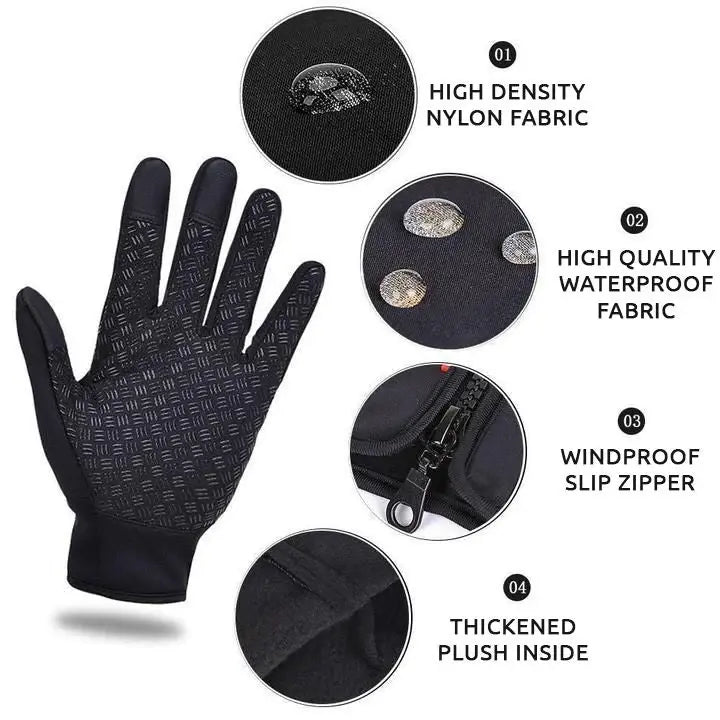 Touchscreen Winter Gloves with Fleece Lining and Zippered Elastic Cuff, Anti-Slip Palm Zanny Home