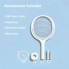 Electric Mosquito Racket with USB-C Fast Charging and Adjustable Head, Safety Mesh Zanny Home