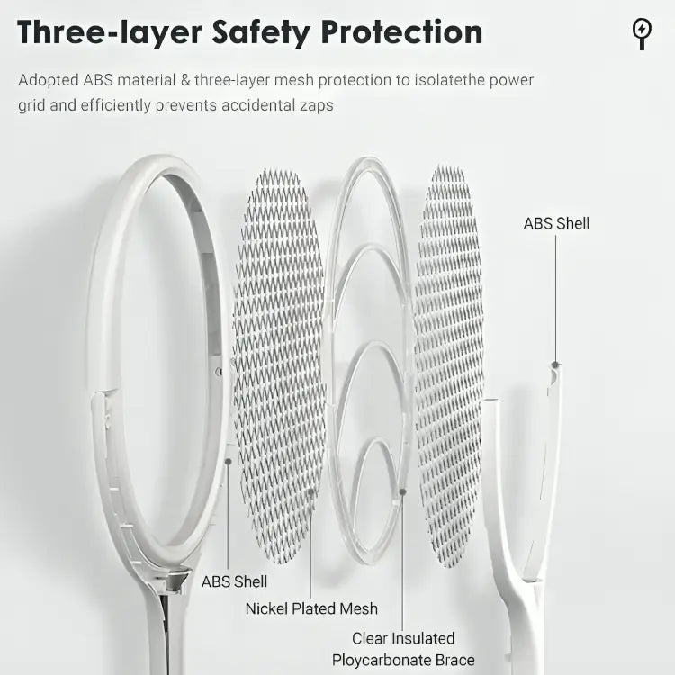 Electric Mosquito Racket with USB-C Fast Charging and Adjustable Head, Safety Mesh Zanny Home
