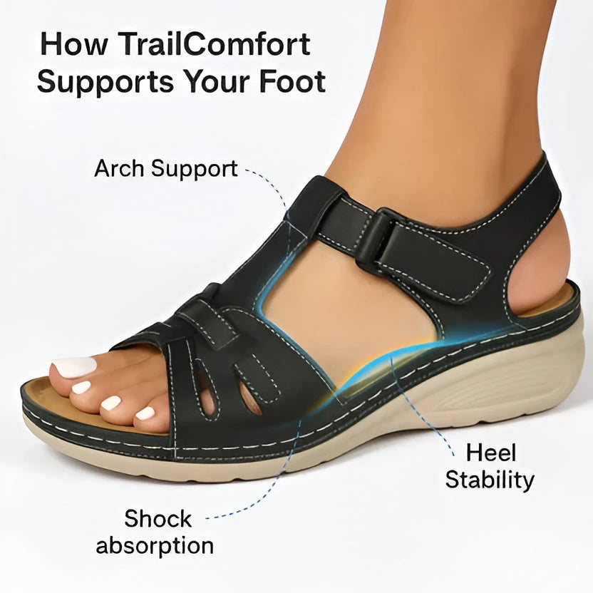 Women's Comfort Sandals with Contoured Footbed and Adjustable Straps, Shock-Absorbing Sole Zanny Home