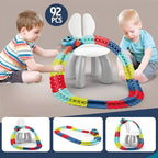 Glow In The Dark Race Track with LED Lights and Anti-Tip Car, Modular Snap-Together Set Zanny Home