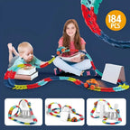 Glow In The Dark Race Track with LED Lights and Anti-Tip Car, Modular Snap-Together Set Zanny Home