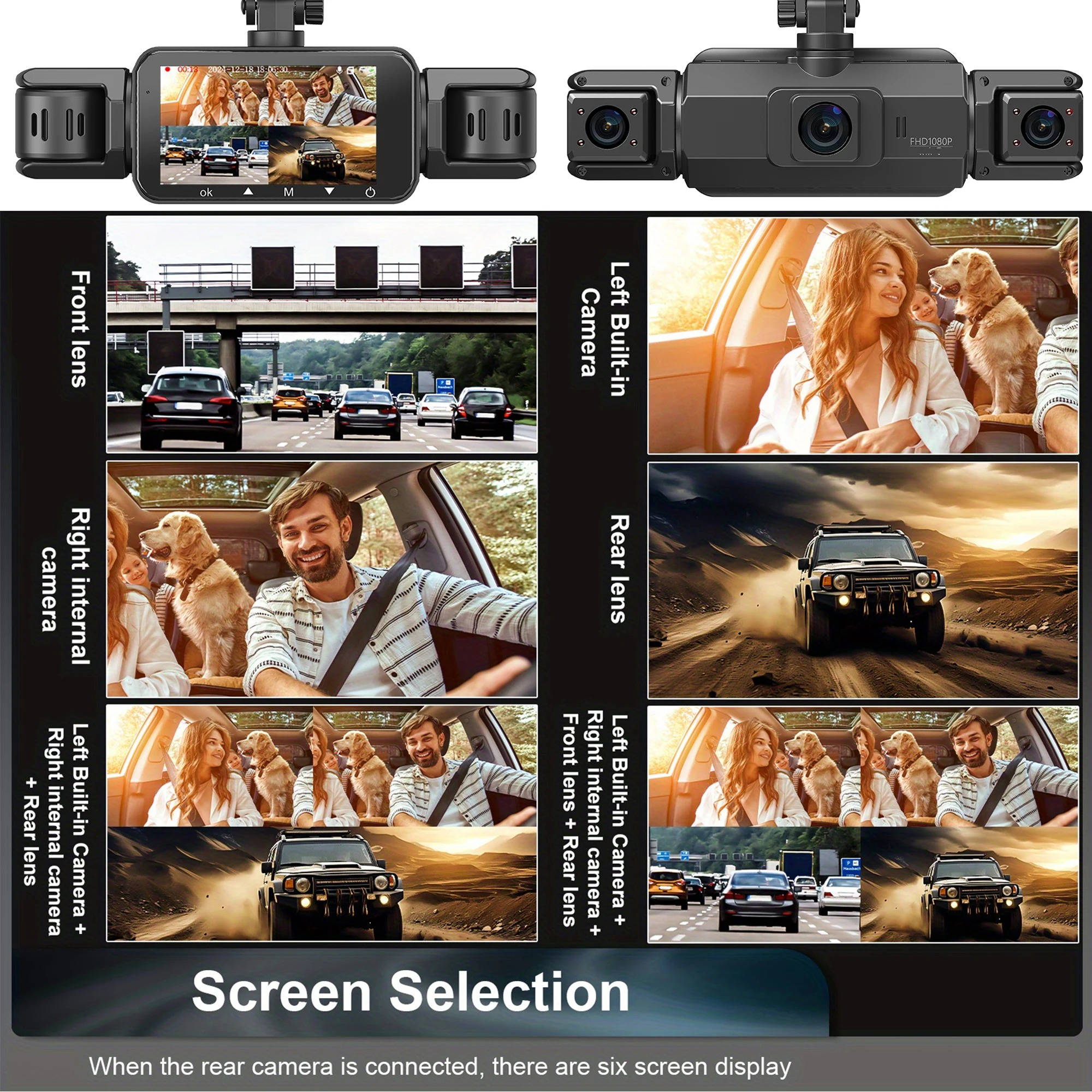 4-Channel Dash Camera with Night Vision and Parking Monitor, WiFi App Control Zanny Home