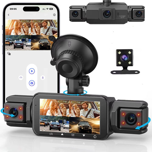 4-Channel Dash Camera with Night Vision and Parking Monitor, WiFi App Control Zanny Home