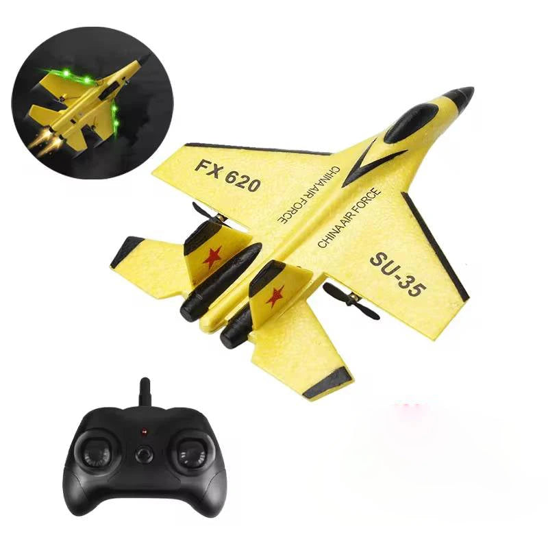 Remote Control Plane with 3-Axis Gyro and Dual Rear Motors for Beginners, LED Lights Zanny Home