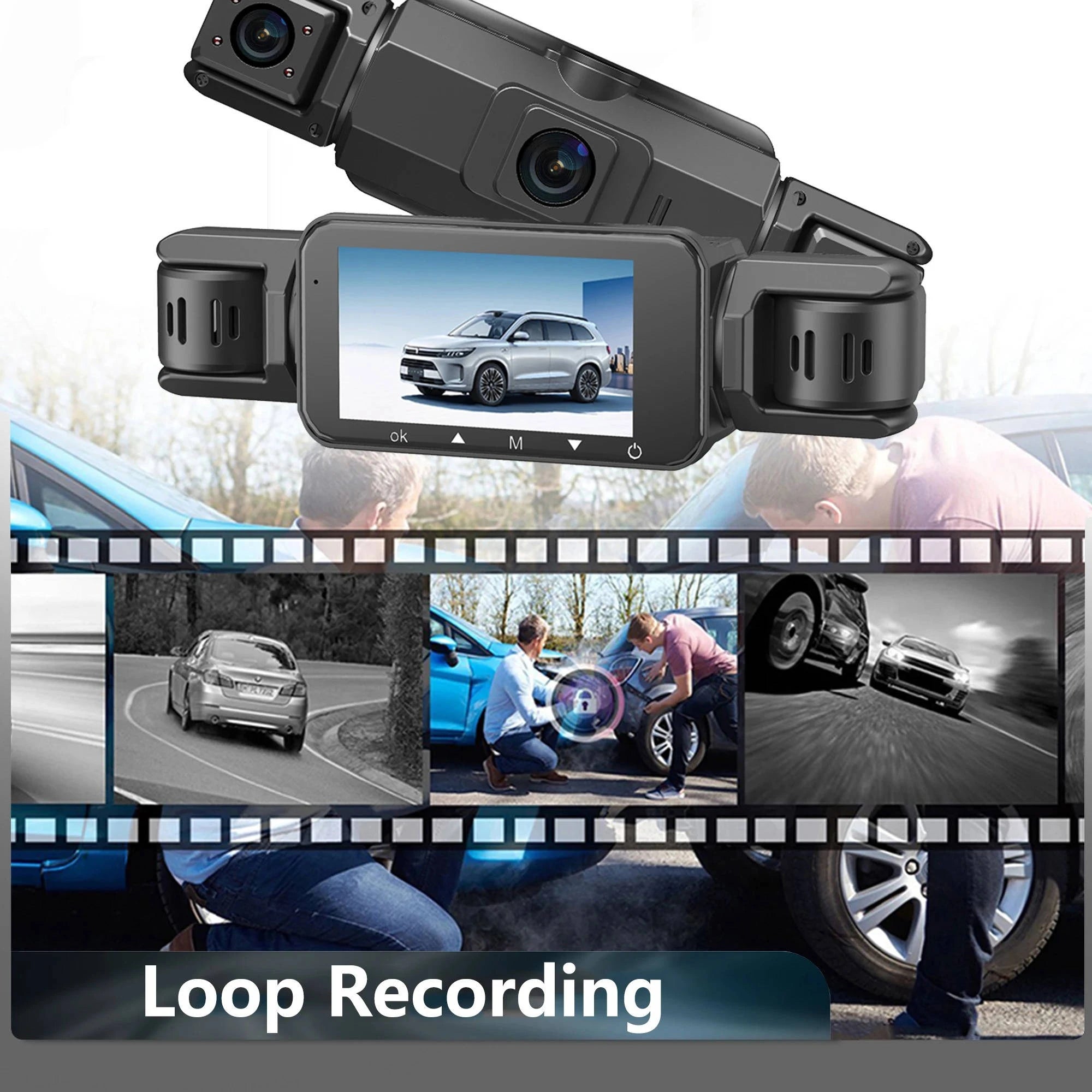 4-Channel Dash Camera with Night Vision and Parking Monitor, WiFi App Control Zanny Home