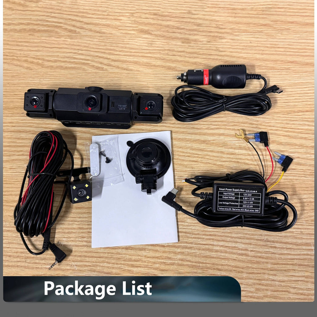 4-Channel Dash Camera with Night Vision and Parking Monitor, WiFi App Control Zanny Home