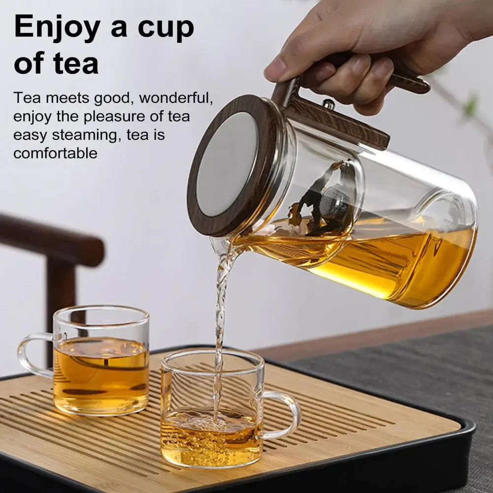 Borosilicate Glass Teapot with Removable Fine Mesh Infuser and Wooden Handle, 800ml Zanny Home