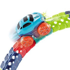 Glow In The Dark Race Track with LED Lights and Anti-Tip Car, Modular Snap-Together Set Zanny Home