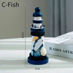 Mediterranean Wooden Lighthouse Ornament – 5-Inch Home Decor zannyhome-store