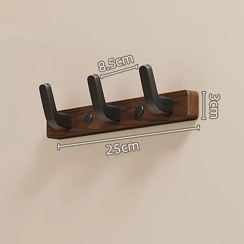 Wall-Mounted Coat Rack with Solid Wood Rail and Powder-Coated Metal Hooks, Matte Black Zanny Home
