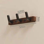 Wall-Mounted Coat Rack with Solid Wood Rail and Powder-Coated Metal Hooks, Matte Black Zanny Home
