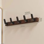 Wall-Mounted Coat Rack with Solid Wood Rail and Powder-Coated Metal Hooks, Matte Black Zanny Home