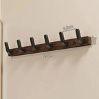 Wall-Mounted Coat Rack with Solid Wood Rail and Powder-Coated Metal Hooks, Matte Black Zanny Home