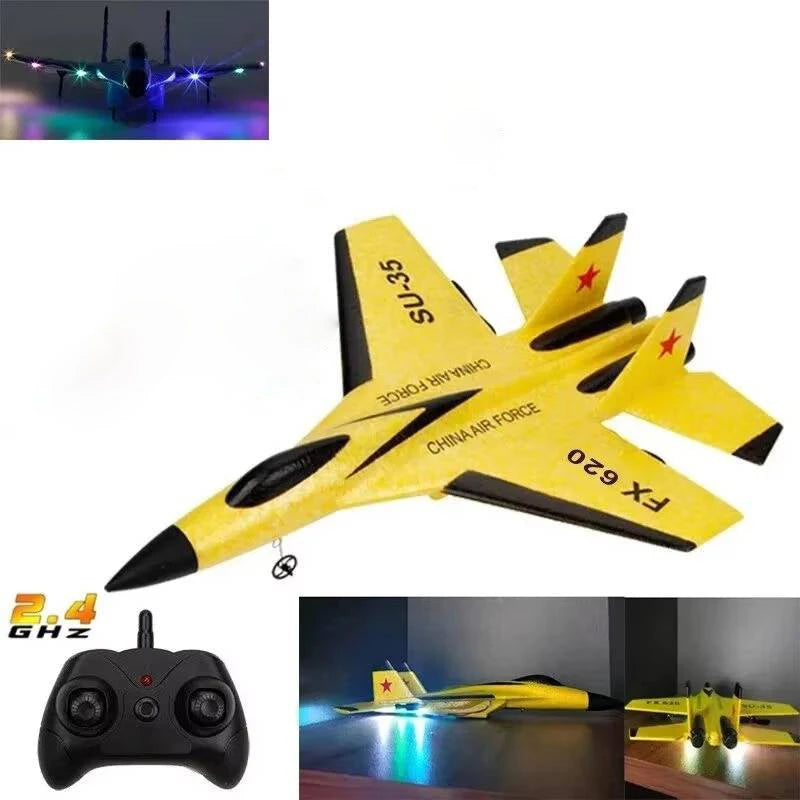 Remote Control Plane with 3-Axis Gyro and Dual Rear Motors for Beginners, LED Lights Zanny Home