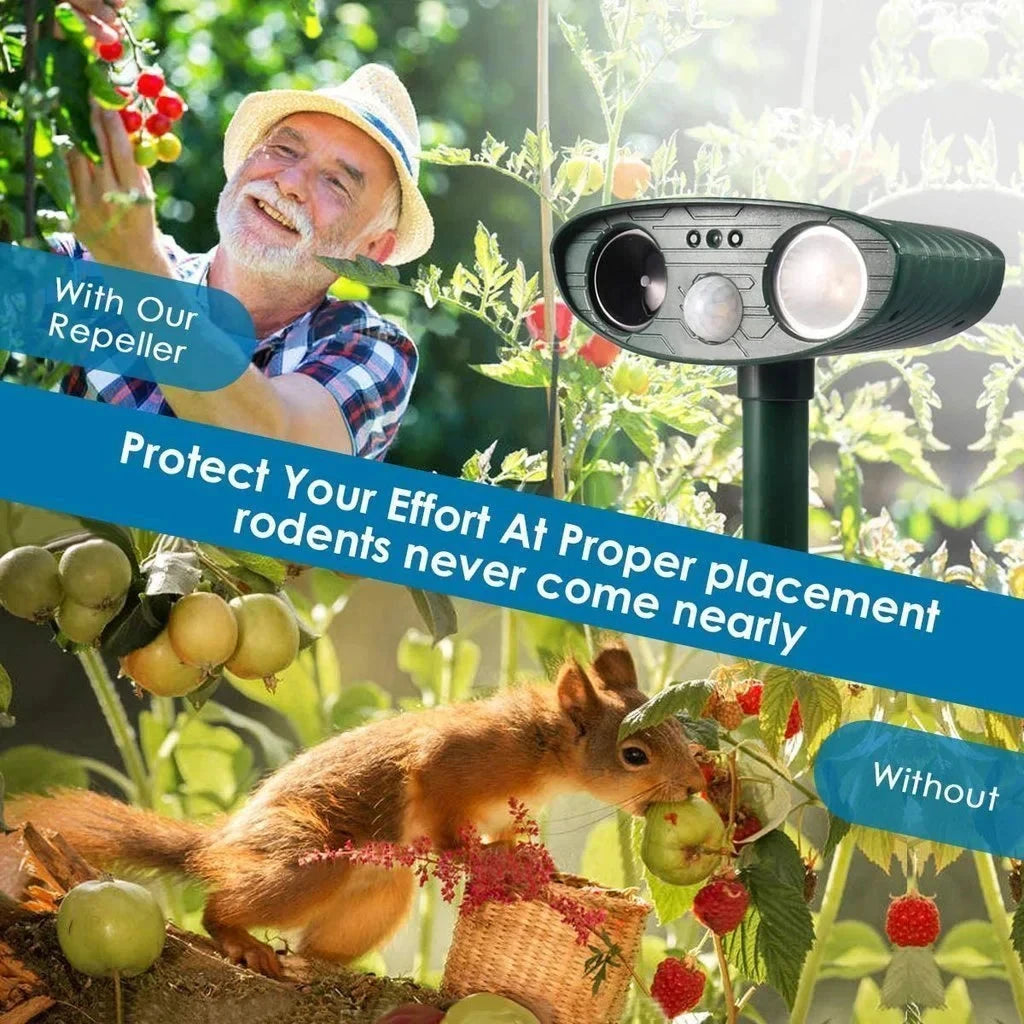Solar Deer Repeller with Motion-Activated Ultrasonic Pulse and Flashing Light, 4-Pack Zanny Home