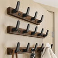Wall-Mounted Coat Rack with Solid Wood Rail and Powder-Coated Metal Hooks, Matte Black Zanny Home