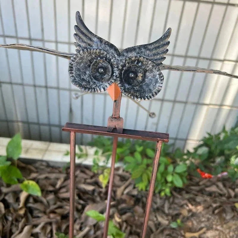 Garden Wind Sculpture with Flapping Wings and Powder-Coated Metal, Six-Point Stake Zanny Home