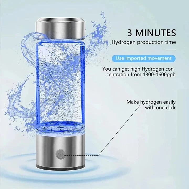 Hydrogen Water Generator with USB Rechargeable Battery and 300ml Portable Bottle Zanny Home