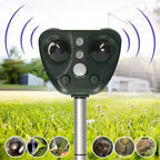 Solar Bird Deterrent with Ultrasonic Pulses and LED Flashes, USB Rechargeable, 30ft Range Zanny Home