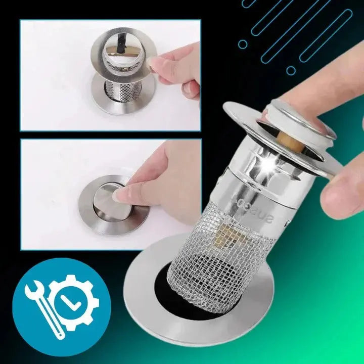 Pop-Up Sink Stopper with Airtight Seal and Removable Strainer for 34–40 mm Drains Zanny Home