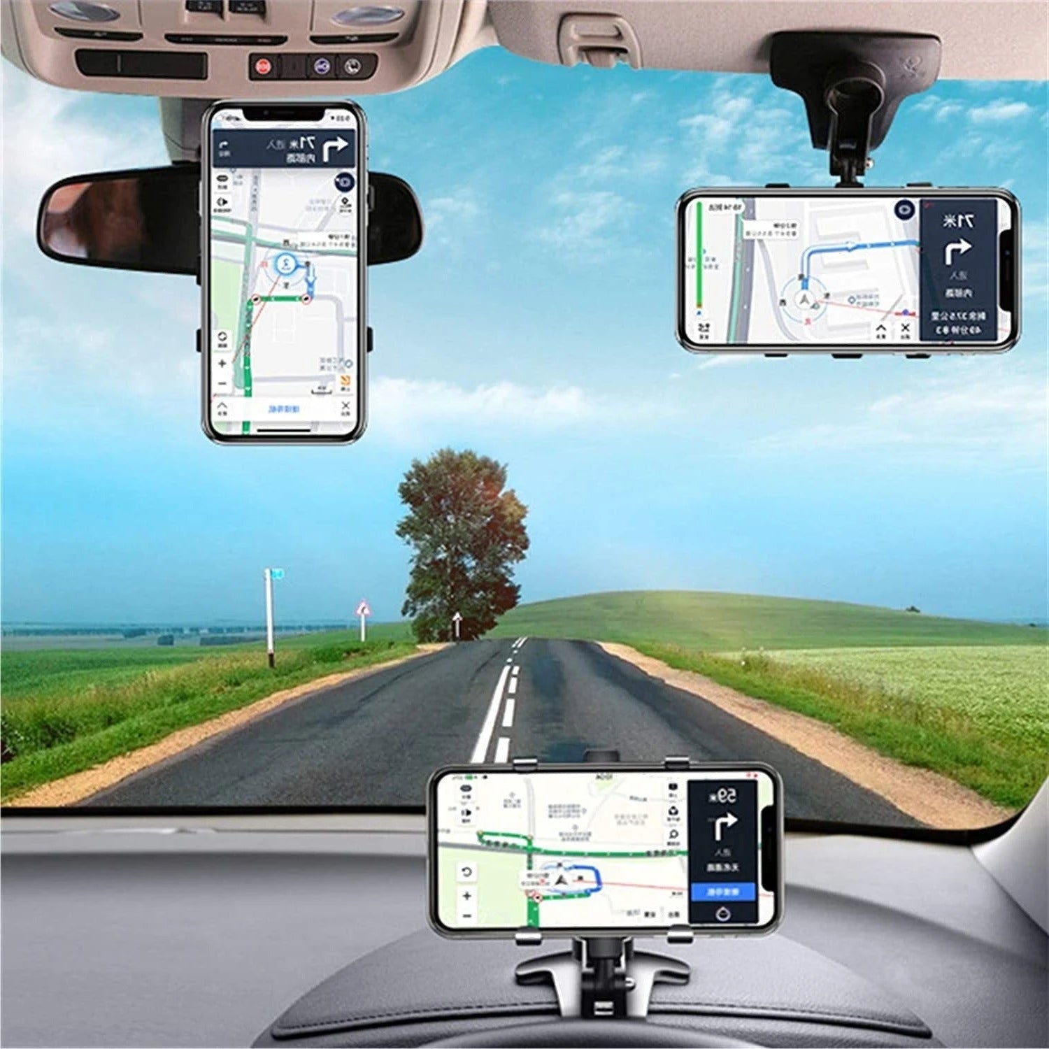 Car Phone Holder with 360-Degree Swivel and Multi-Mount Adapters, Fits Smartphones Zanny Home