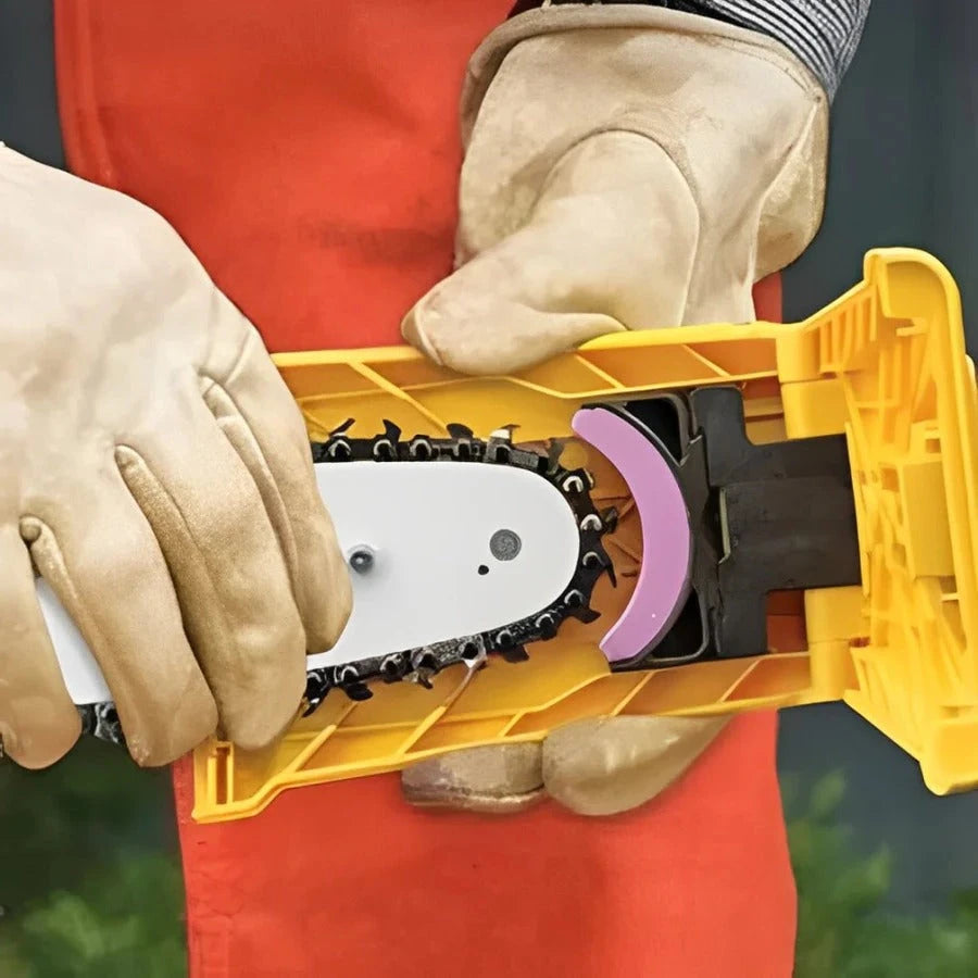Chainsaw Sharpener with Guided Jig and Fast Press Sharpening for 14-20in Two-Hole Bars Zanny Home