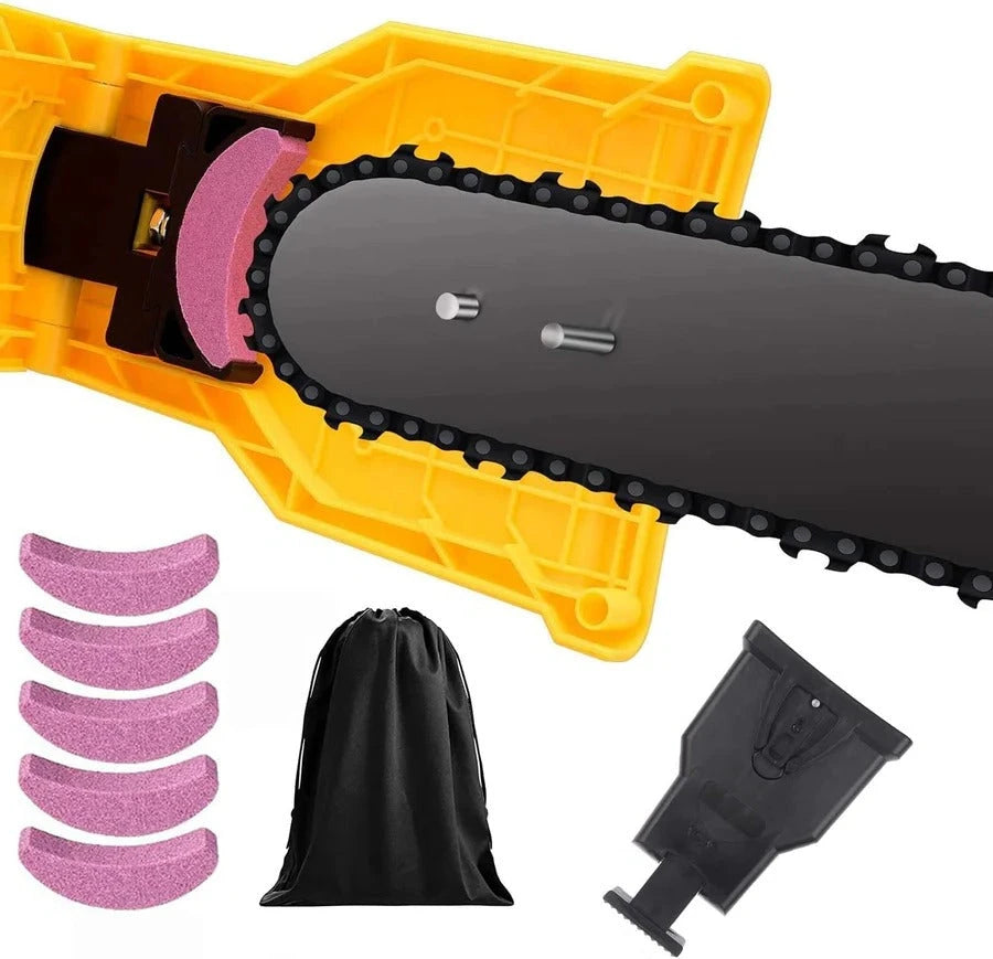 Chainsaw Sharpener with Guided Jig and Fast Press Sharpening for 14-20in Two-Hole Bars Zanny Home