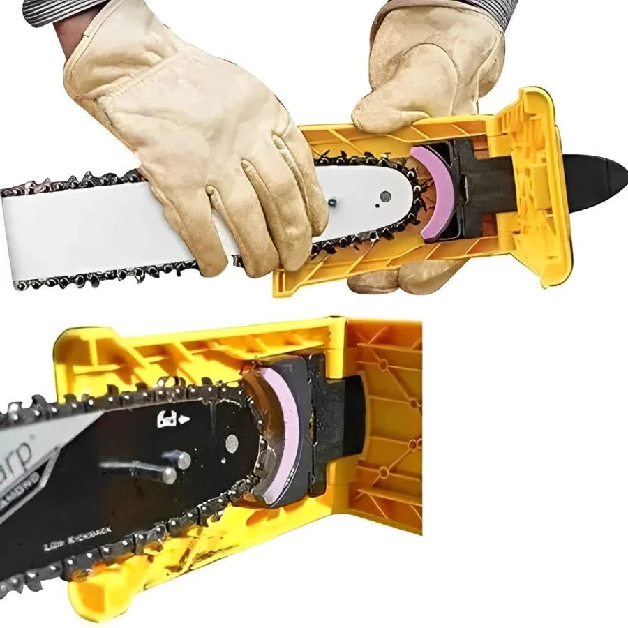 Chainsaw Sharpener with Guided Jig and Fast Press Sharpening for 14-20in Two-Hole Bars Zanny Home