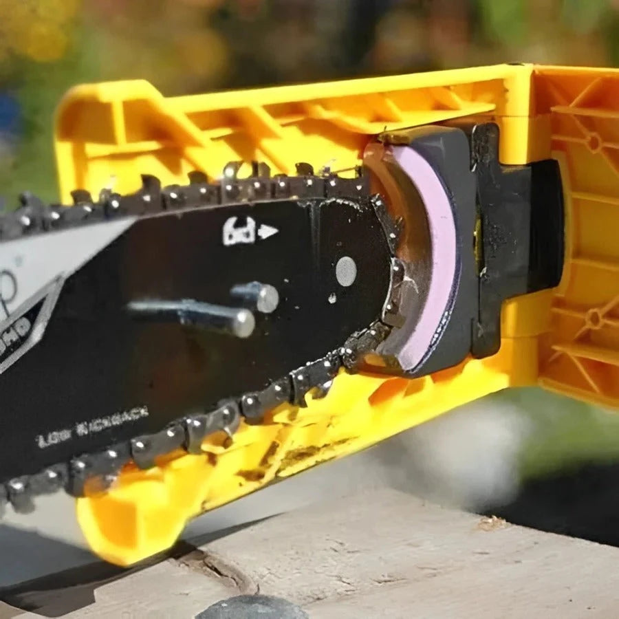 Chainsaw Sharpener with Guided Jig and Fast Press Sharpening for 14-20in Two-Hole Bars Zanny Home