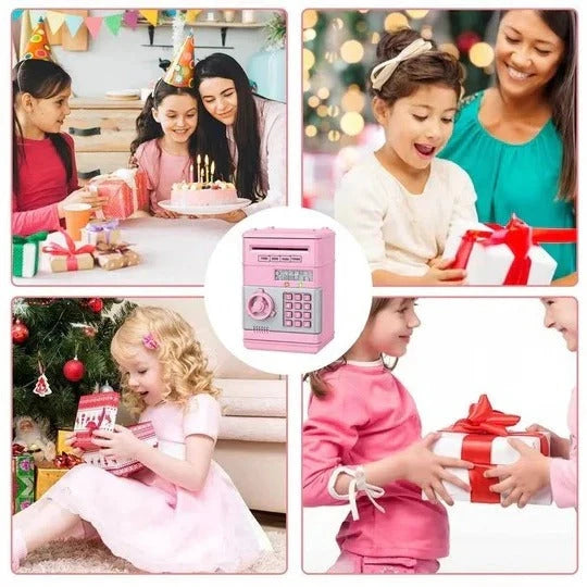 Electronic Piggy Bank with Motorized Bill Intake and Dual-Lock Security, Voice Prompts Zanny Home