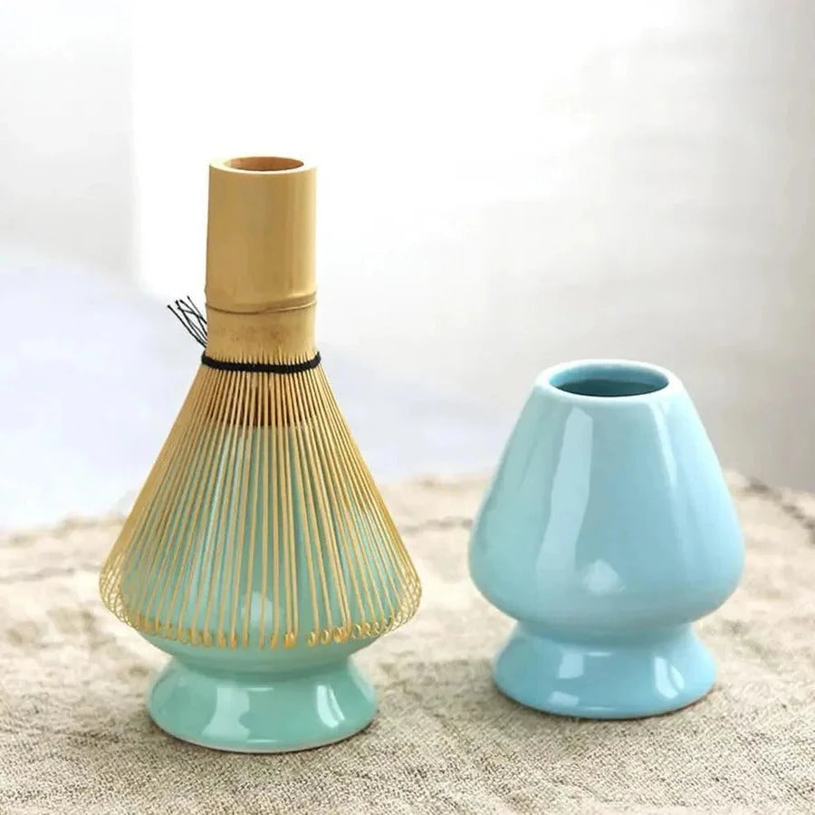 Matcha Tea Set with Bamboo Whisk and Measuring Spoon, Glazed Ceramic Bowl Zanny Home