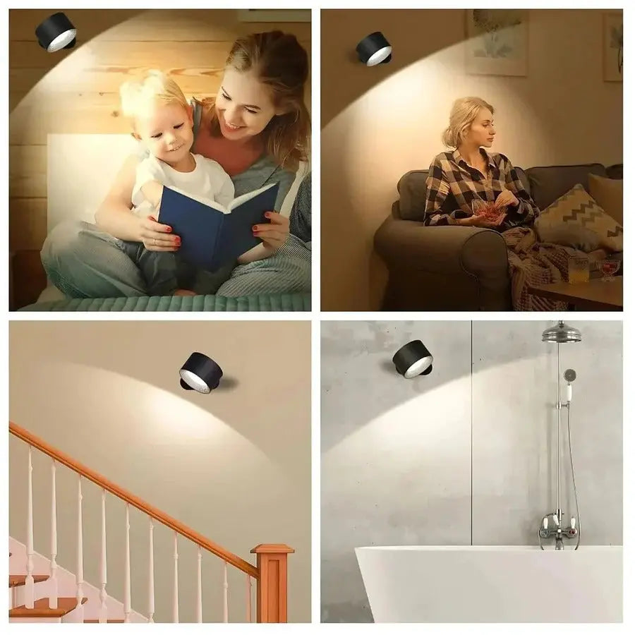 Rechargeable Magnetic Wall Light with 360° Pivot and Touch Controls, USB Type-C Charging Zanny Home