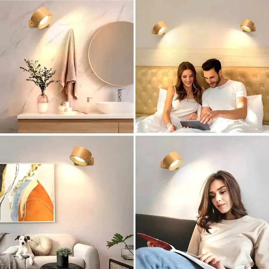 Rechargeable Magnetic Wall Light with 360° Pivot and Touch Controls, USB Type-C Charging Zanny Home