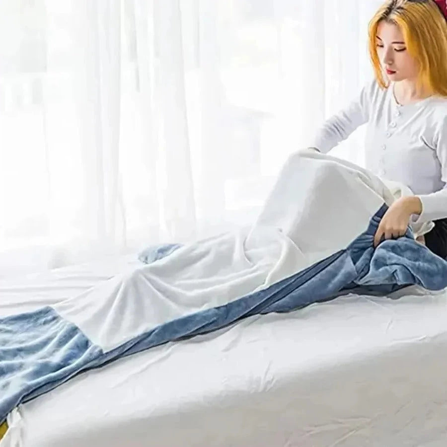 Shark Hooded Blanket with Plush Flannel and Roomy One-Size Fit, Full-Length Coverage Zanny Home