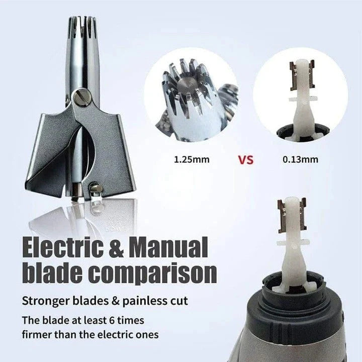 Nose Hair Trimmer with Stainless Steel Body and Rounded Safety Blades, Manual Twist Zanny Home
