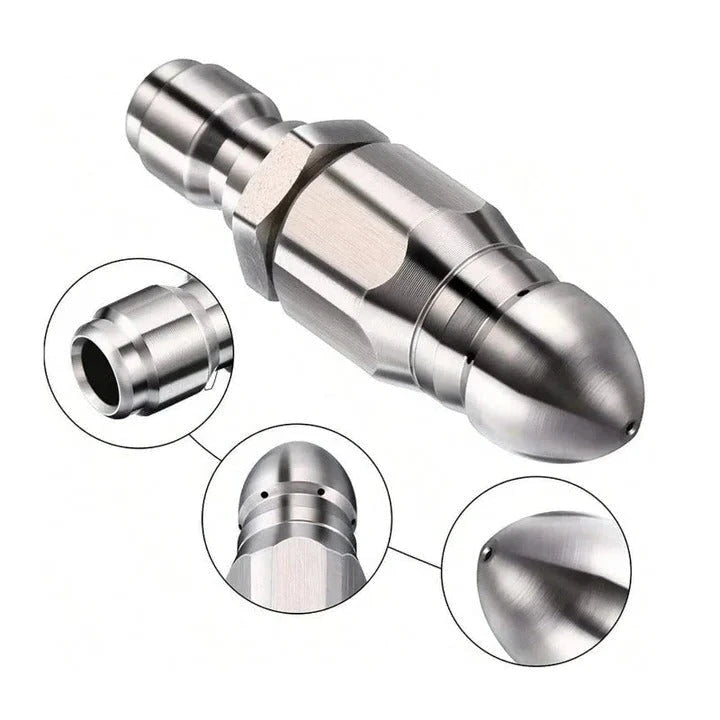 Sewer Jetter Nozzle with Stainless Steel Pointed Tip and Precision Jet for Pipe Cleaning Zanny Home